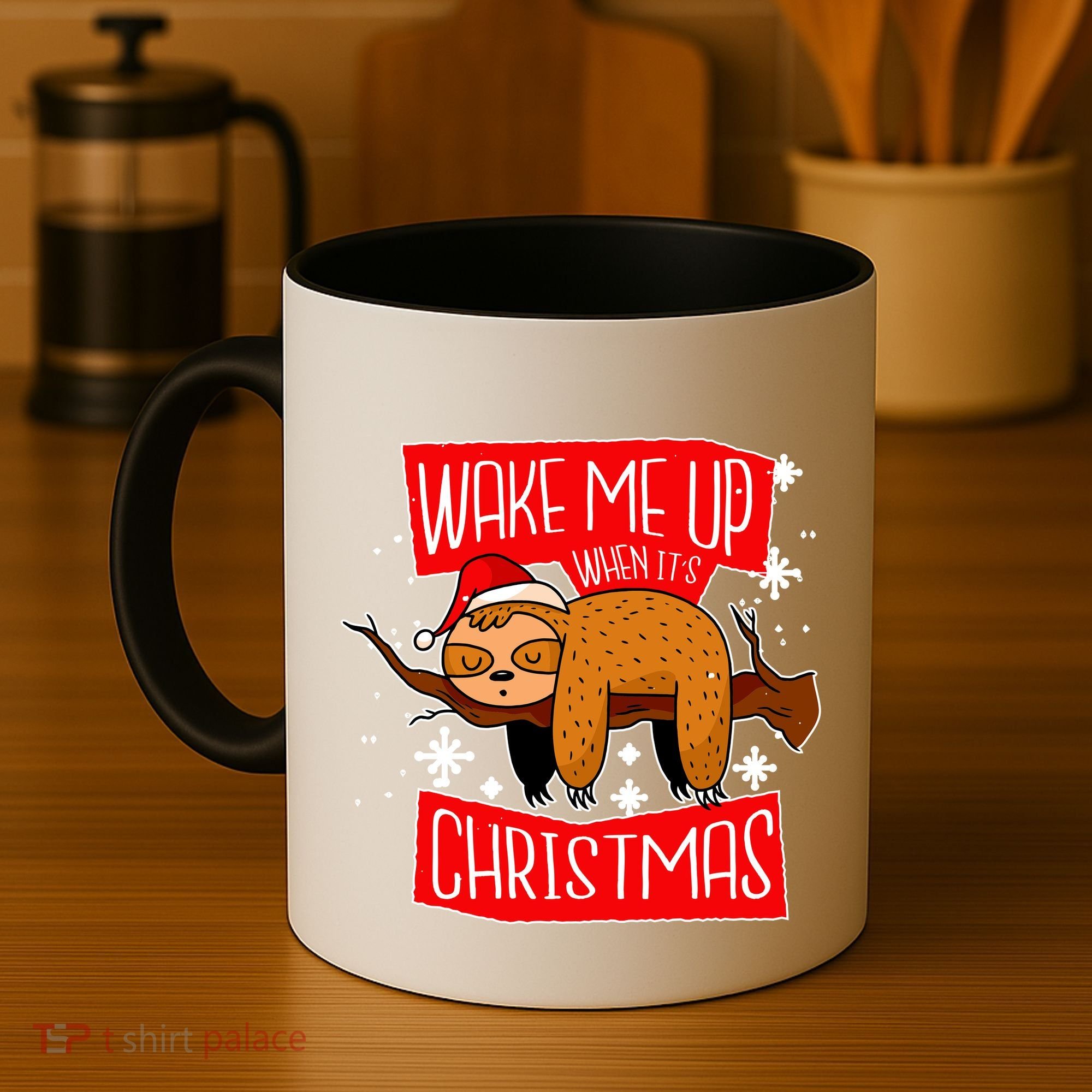 Wake Me Up When It's Christmas Funny Sloth Coffee Mug