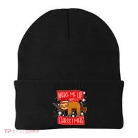 Wake Me Up When It's Christmas Funny Sloth Beanie thumb 0