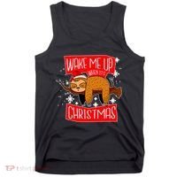 Wake Me Up When It's Christmas Funny Sloth Tank Top thumb 0
