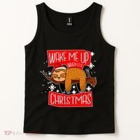 Wake Me Up When It's Christmas Funny Sloth Tank Top thumb 2