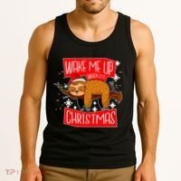 Wake Me Up When It's Christmas Funny Sloth Tank Top thumb 3