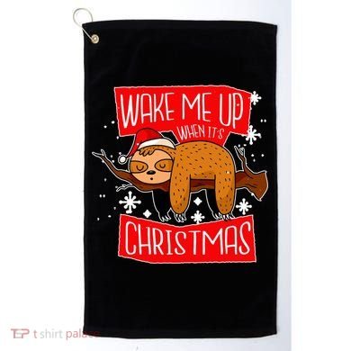 Wake Me Up When It's Christmas Funny Sloth Golf Towel