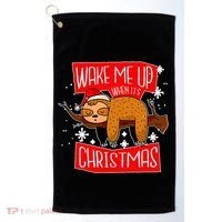 Wake Me Up When It's Christmas Funny Sloth Golf Towel thumb 0