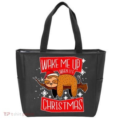 Wake Me Up When It's Christmas Funny Sloth Tote Bag