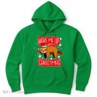 Wake Me Up When It's Christmas Funny Sloth Hoodie thumb 0