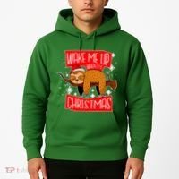 Wake Me Up When It's Christmas Funny Sloth Hoodie thumb 2