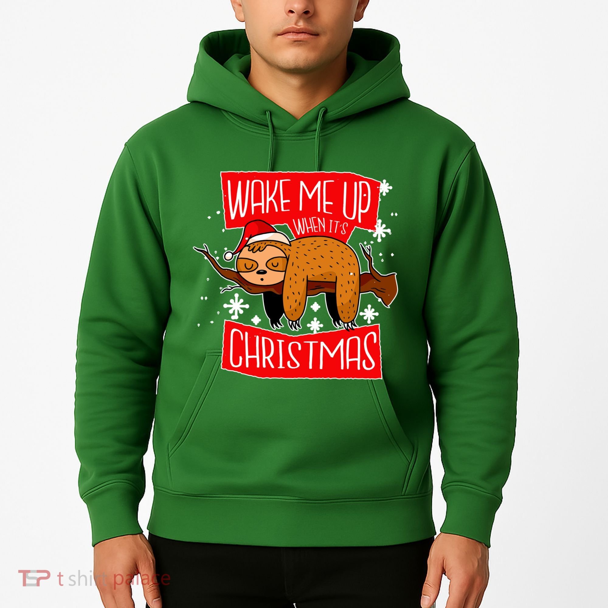 Wake Me Up When It's Christmas Funny Sloth Hoodie