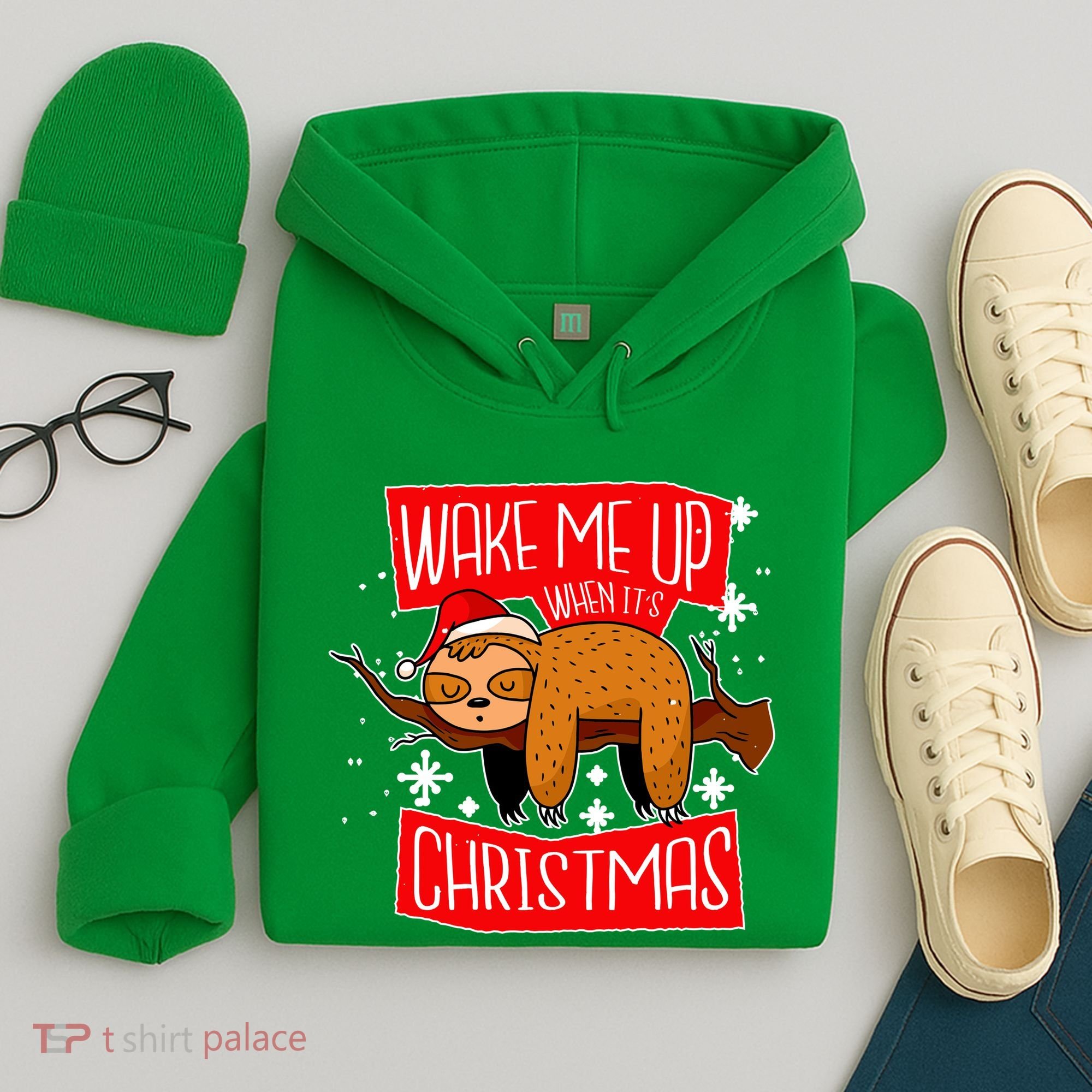 Wake Me Up When It's Christmas Funny Sloth Hoodie