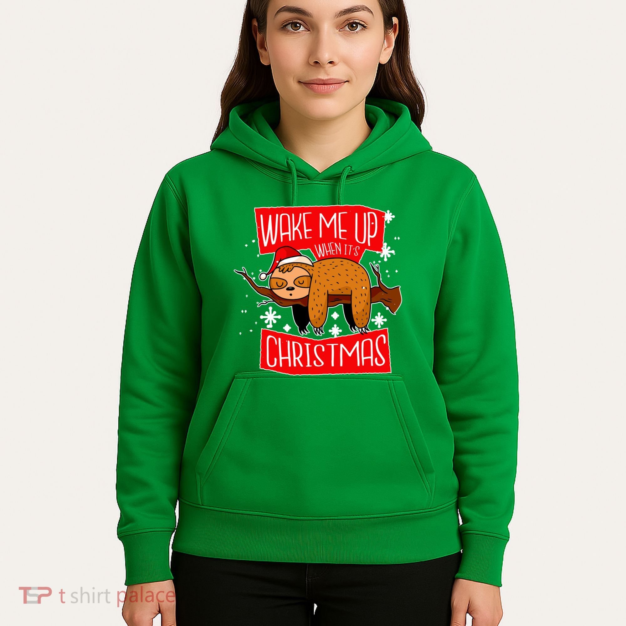 Wake Me Up When It's Christmas Funny Sloth Hoodie