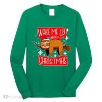 Wake Me Up When It's Christmas Funny Sloth Long Sleeve Shirt thumb 0