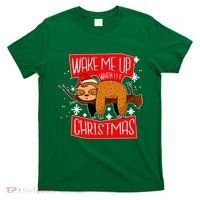 Wake Me Up When It's Christmas Funny Sloth T-Shirt thumb 0