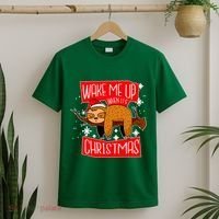 Wake Me Up When It's Christmas Funny Sloth T-Shirt thumb 2