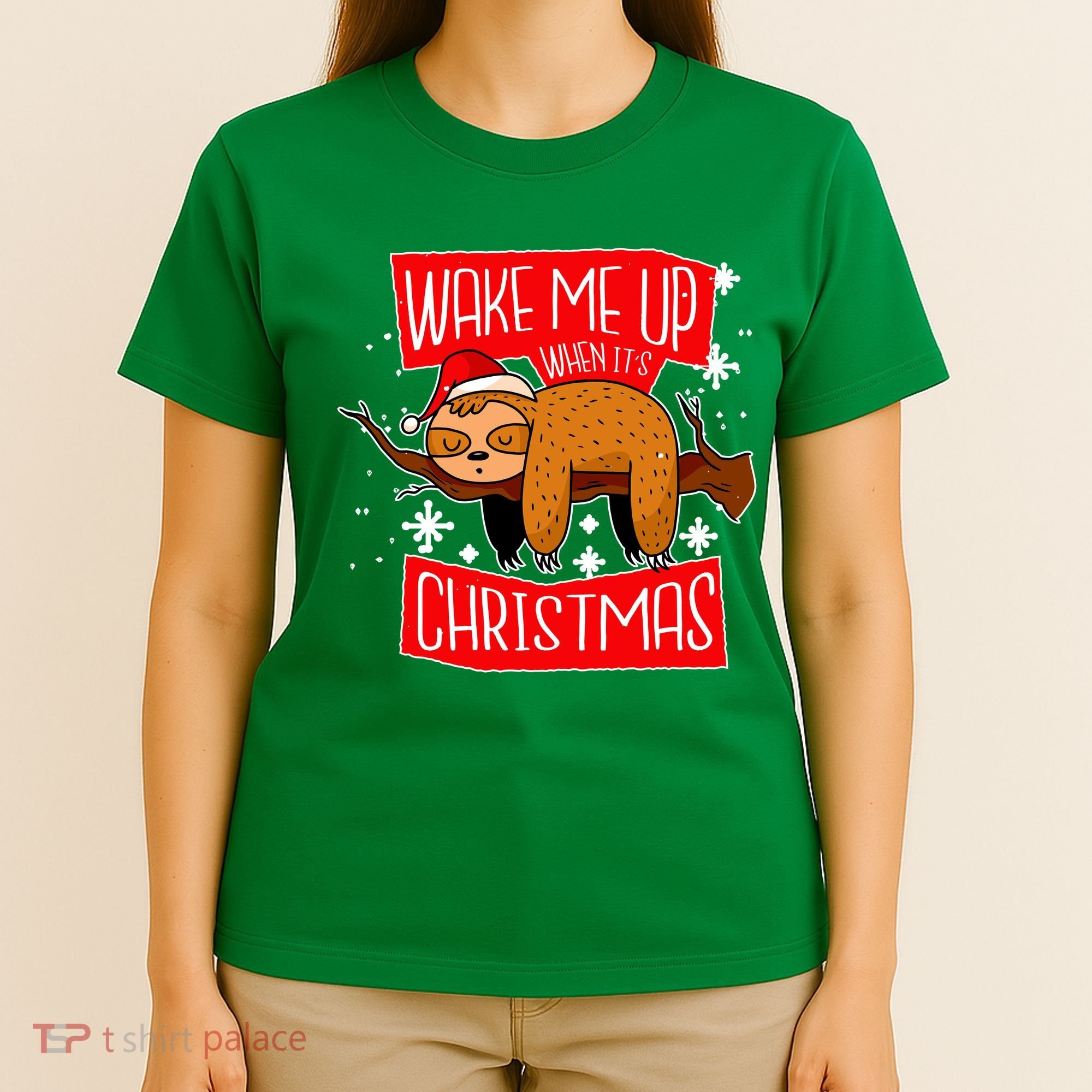 Wake Me Up When It's Christmas Funny Sloth T-Shirt
