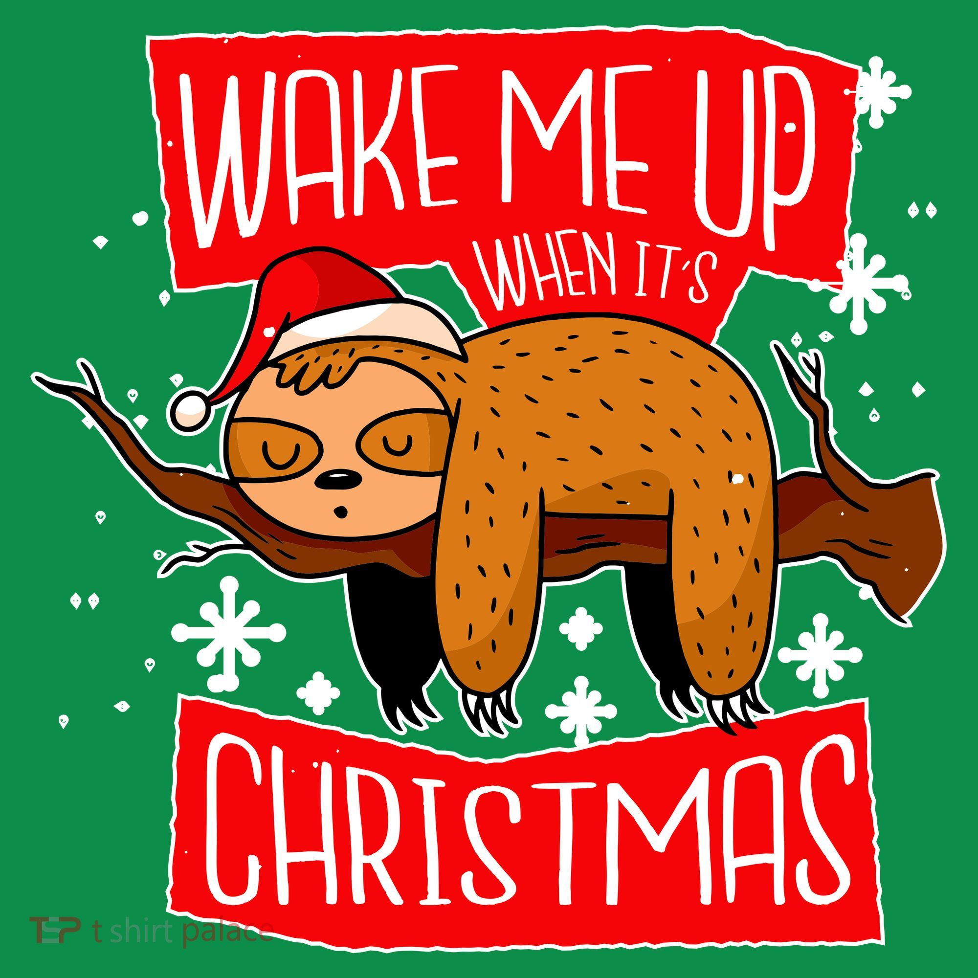 Wake Me Up When It's Christmas Funny Sloth Button