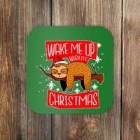 Wake Me Up When It's Christmas Funny Sloth Coaster thumb 0