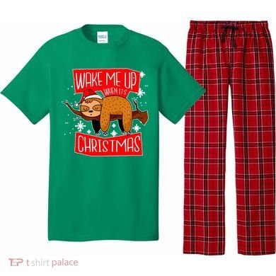 Wake Me Up When It's Christmas Funny Sloth Pajama Set