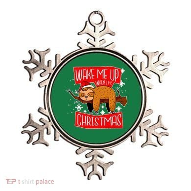 Wake Me Up When It's Christmas Funny Sloth Ornament