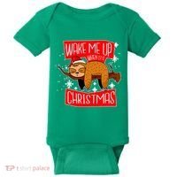 Wake Me Up When It's Christmas Funny Sloth Baby Bodysuit thumb 0