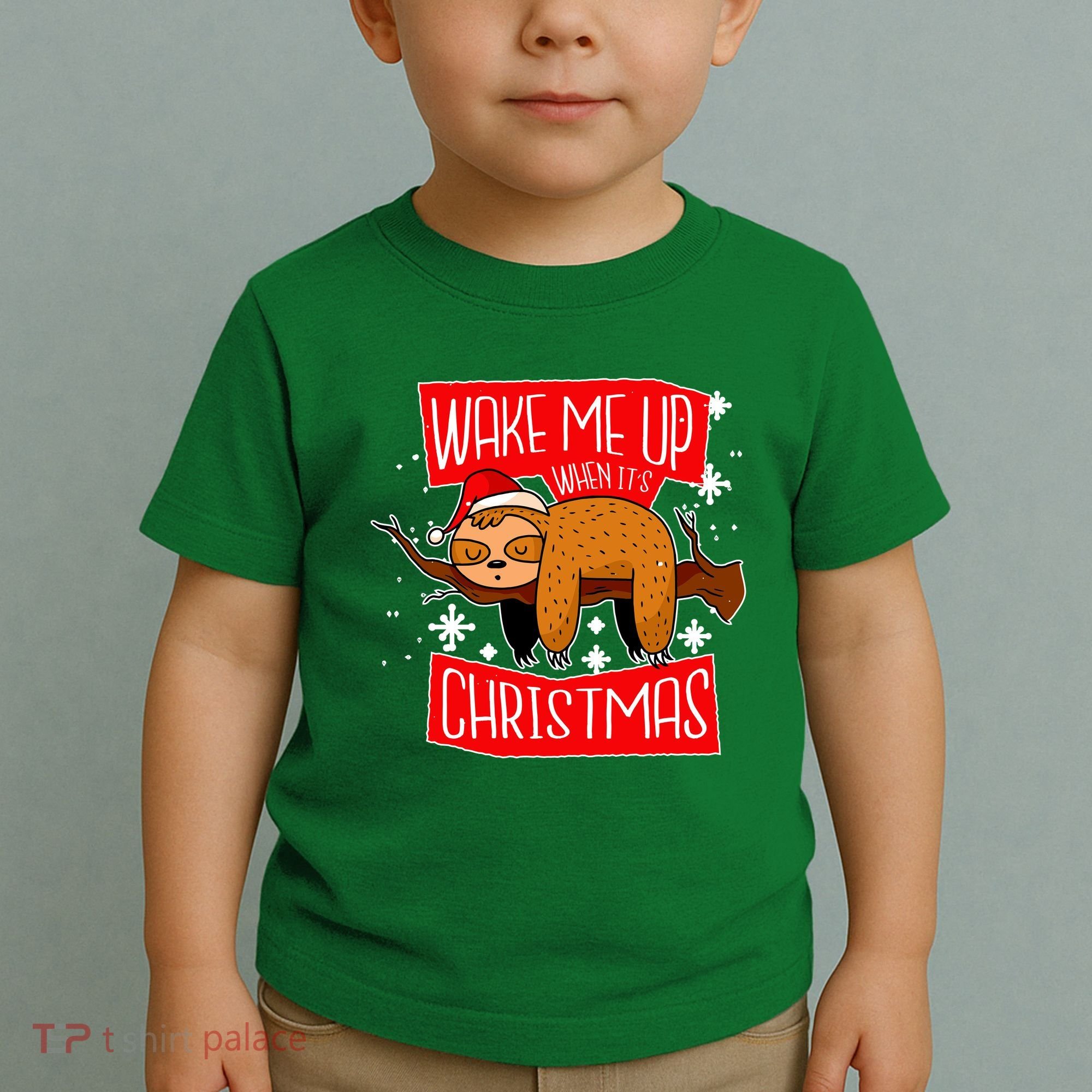 Wake Me Up When It's Christmas Funny Sloth Toddler T-Shirt