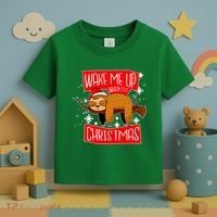Wake Me Up When It's Christmas Funny Sloth Toddler T-Shirt thumb 3