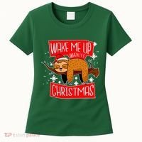 Wake Me Up When It's Christmas Funny Sloth Women's T-Shirt thumb 0