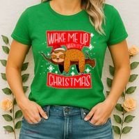 Wake Me Up When It's Christmas Funny Sloth Women's T-Shirt thumb 2