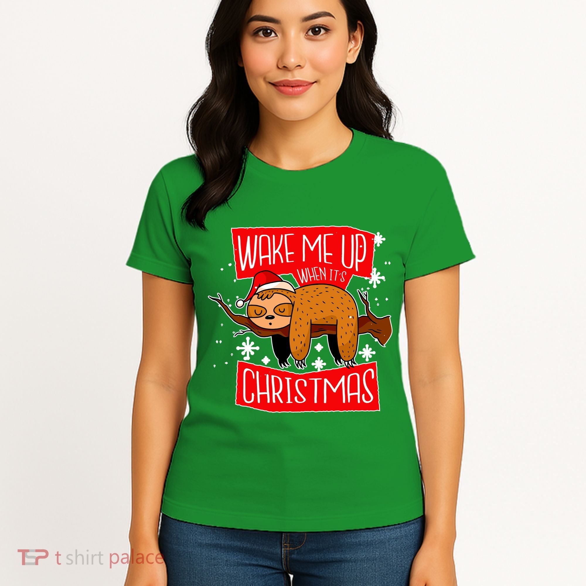 Wake Me Up When It's Christmas Funny Sloth Women's T-Shirt