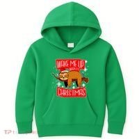 Wake Me Up When It's Christmas Funny Sloth Kids Hoodie thumb 0