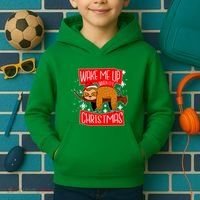 Wake Me Up When It's Christmas Funny Sloth Kids Hoodie thumb 2