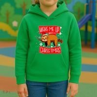 Wake Me Up When It's Christmas Funny Sloth Kids Hoodie thumb 3