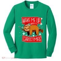 Wake Me Up When It's Christmas Funny Sloth Kids Long Sleeve Shirt thumb 0