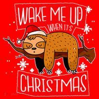 Wake Me Up When It's Christmas Funny Sloth Santa Hat thumb 1