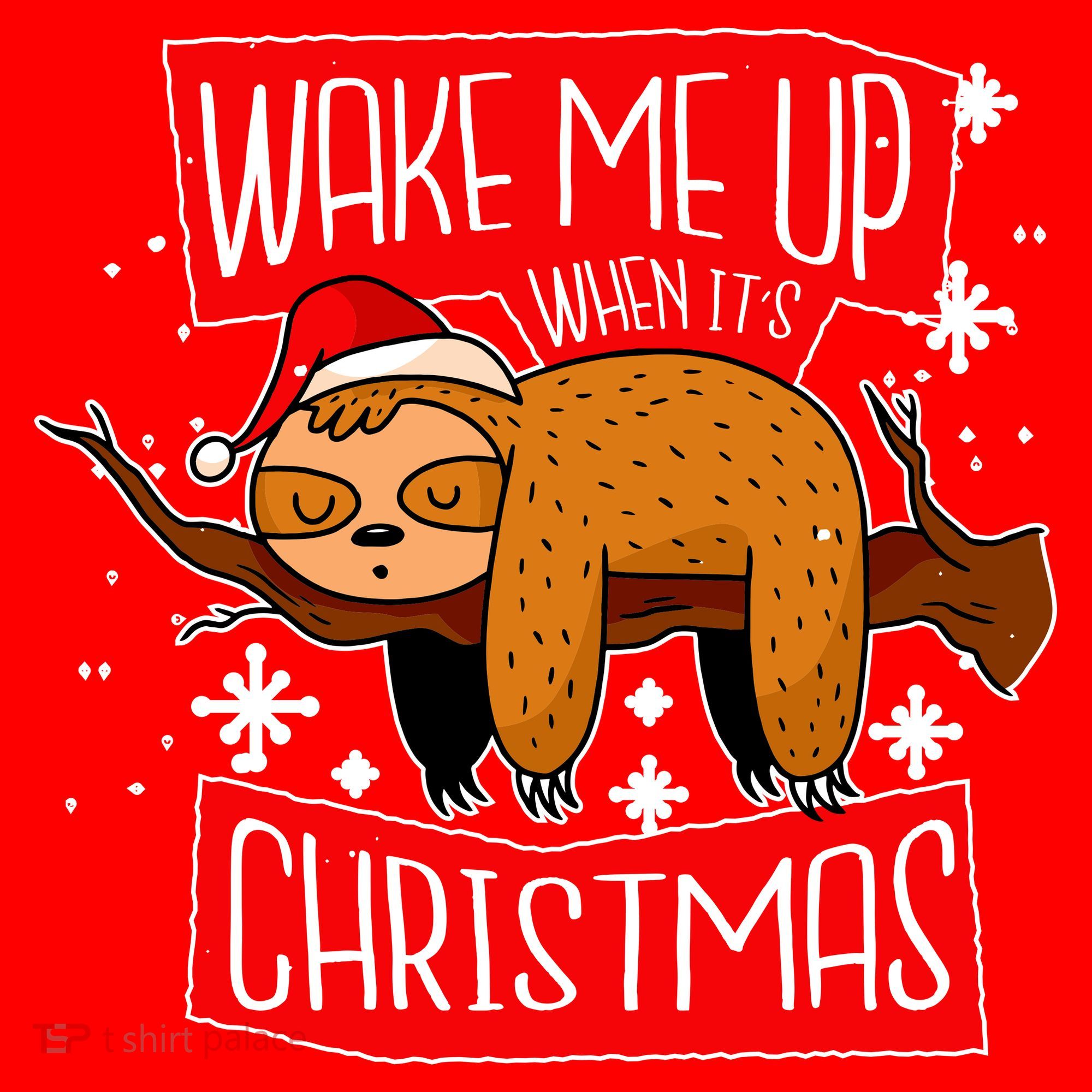 Wake Me Up When It's Christmas Funny Sloth Santa Hat