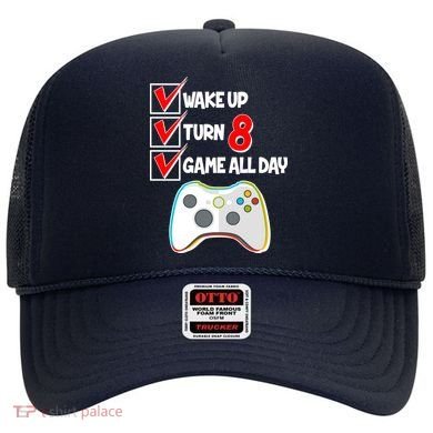 Wake Up Turn Eight Game All Day 8th Birthday Hat