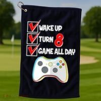 Wake Up Turn Eight Game All Day 8th Birthday Golf Towel thumb 1