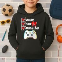 Wake Up Turn Eleven Game All Day 11th Birthday Kids Hoodie thumb 2