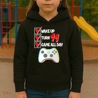 Wake Up Turn Eleven Game All Day 11th Birthday Kids Hoodie thumb 3