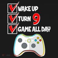 Wake Up Turn Nine Game All Day 9th Birthday Bucket Hat thumb 4