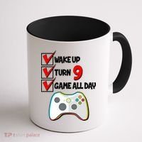 Wake Up Turn Nine Game All Day 9th Birthday Coffee Mug thumb 1