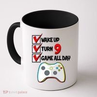 Wake Up Turn Nine Game All Day 9th Birthday Coffee Mug thumb 0