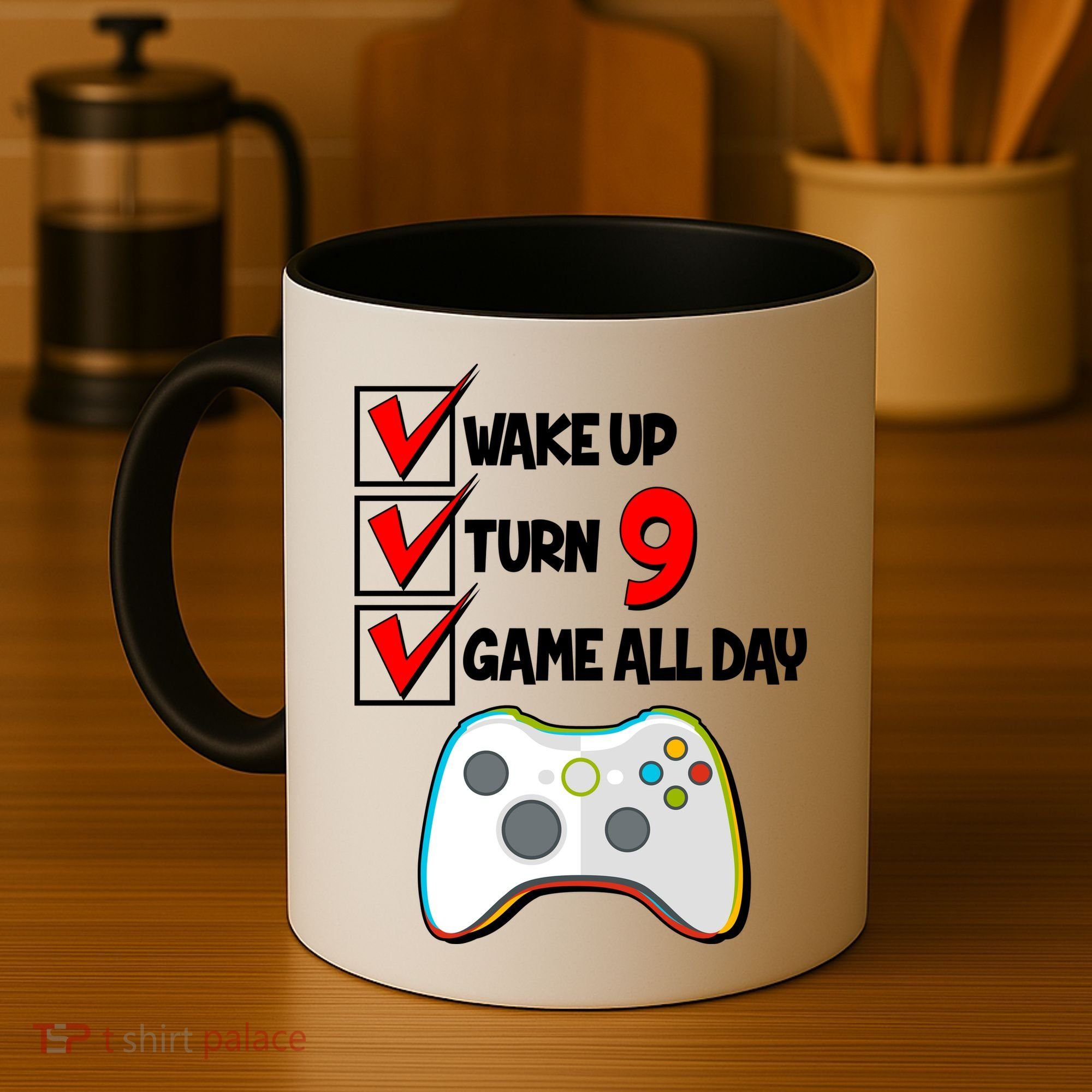 Wake Up Turn Nine Game All Day 9th Birthday Coffee Mug
