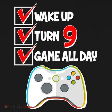 Wake Up Turn Nine Game All Day 9th Birthday Flat Bill Trucker Hat