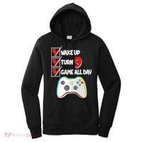 Wake Up Turn Nine Game All Day 9th Birthday Women's Hoodie thumb 0
