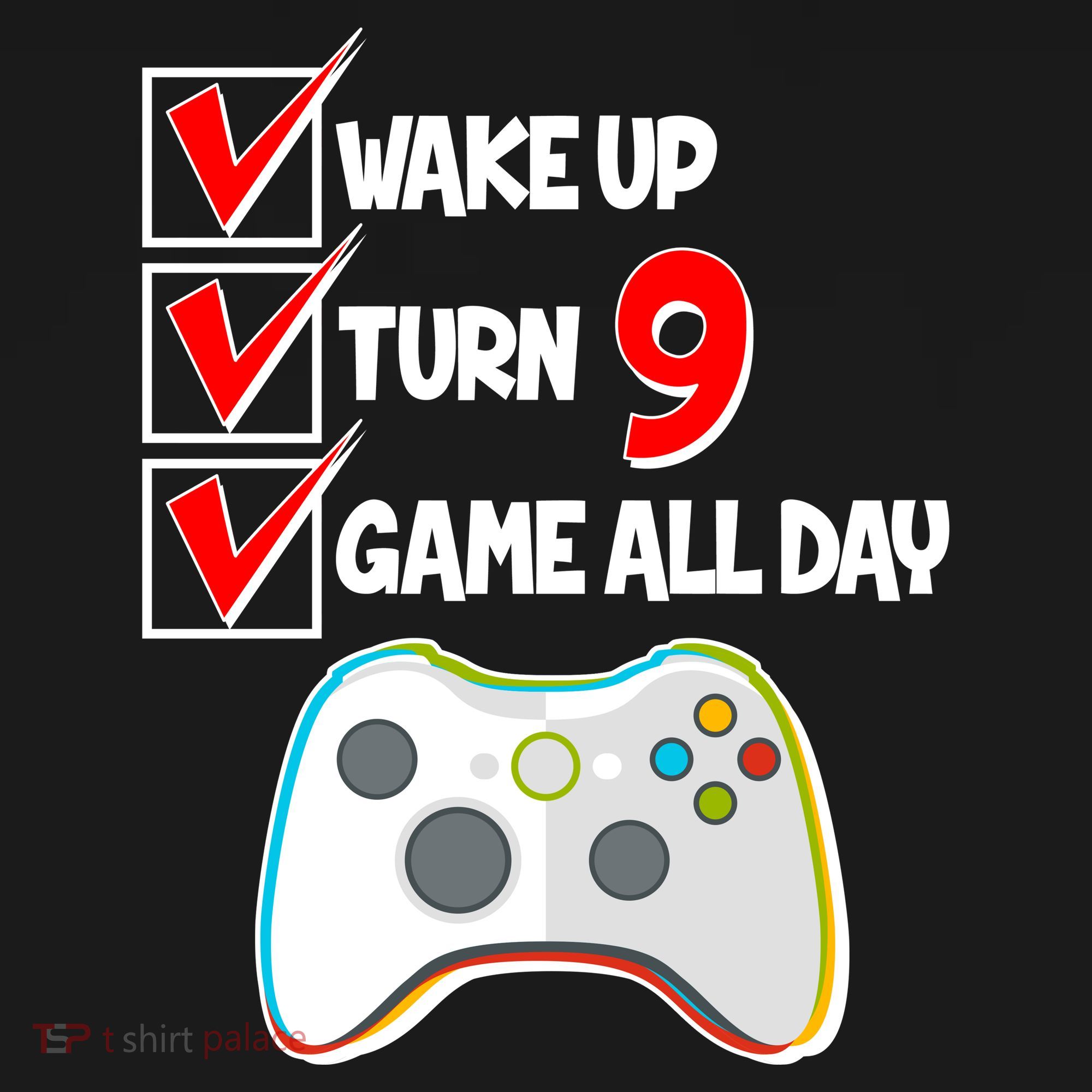 Wake Up Turn Nine Game All Day 9th Birthday Women's Hoodie
