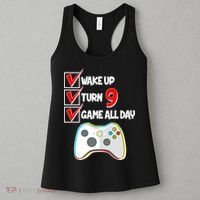 Wake Up Turn Nine Game All Day 9th Birthday Women's Tank Top thumb 3