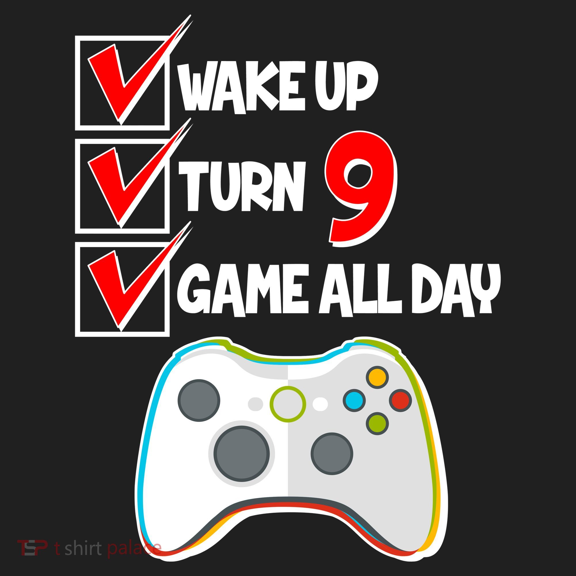 Wake Up Turn Nine Game All Day 9th Birthday Hat