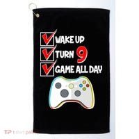 Wake Up Turn Nine Game All Day 9th Birthday Golf Towel thumb 0