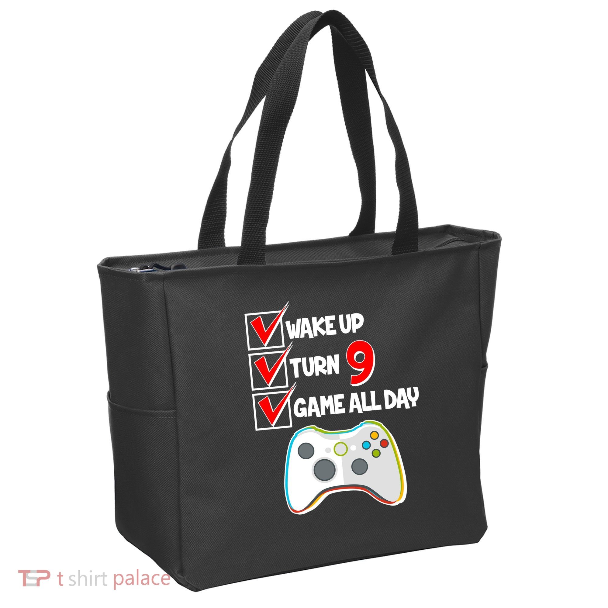 Wake Up Turn Nine Game All Day 9th Birthday Tote Bag