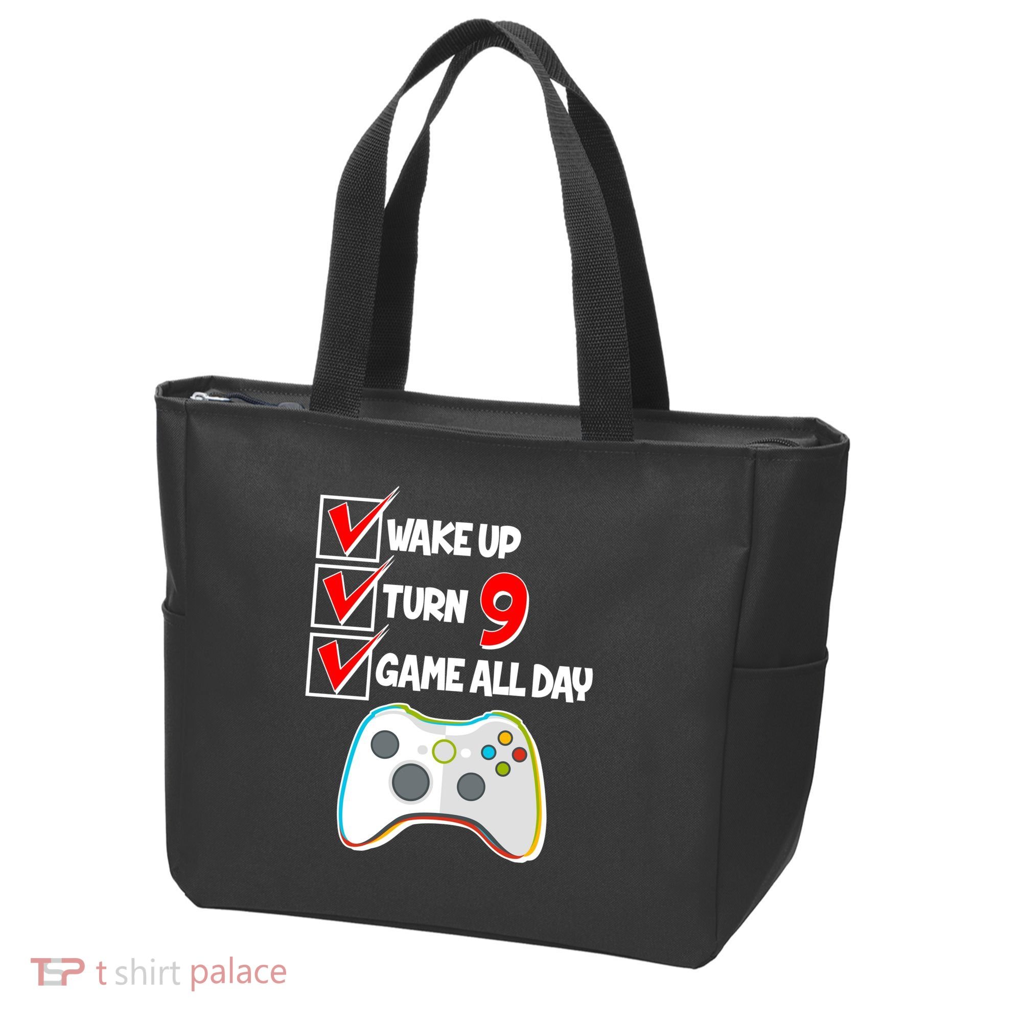 Wake Up Turn Nine Game All Day 9th Birthday Tote Bag