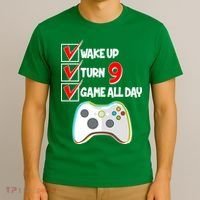 Wake Up Turn Nine Game All Day 9th Birthday T-Shirt thumb 3